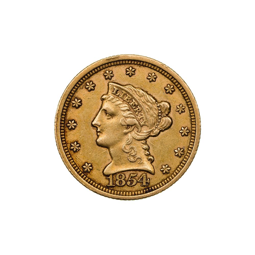 Lot 299: 1854 $2 1/2 Liberty Gold Coin
