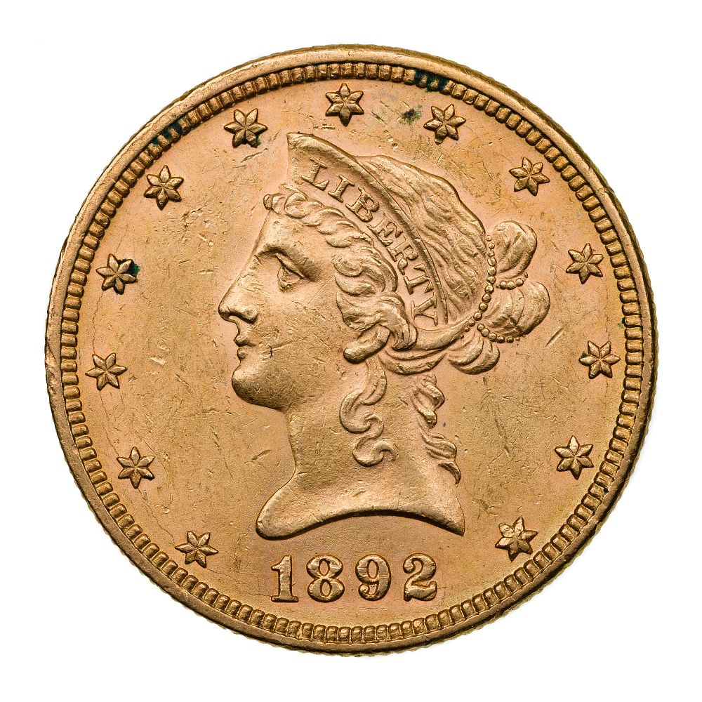 Lot 300: 1892 Liberty $10 Gold Coin