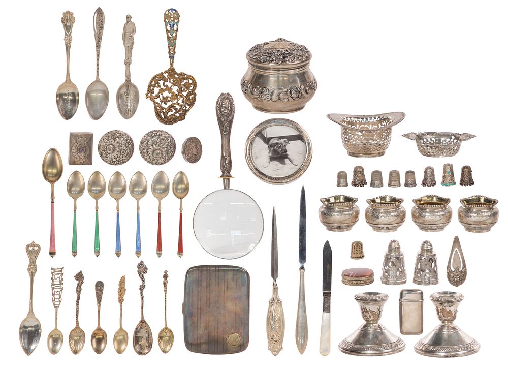 Lot 327: Sterling Silver and European Silver Object Assortment
