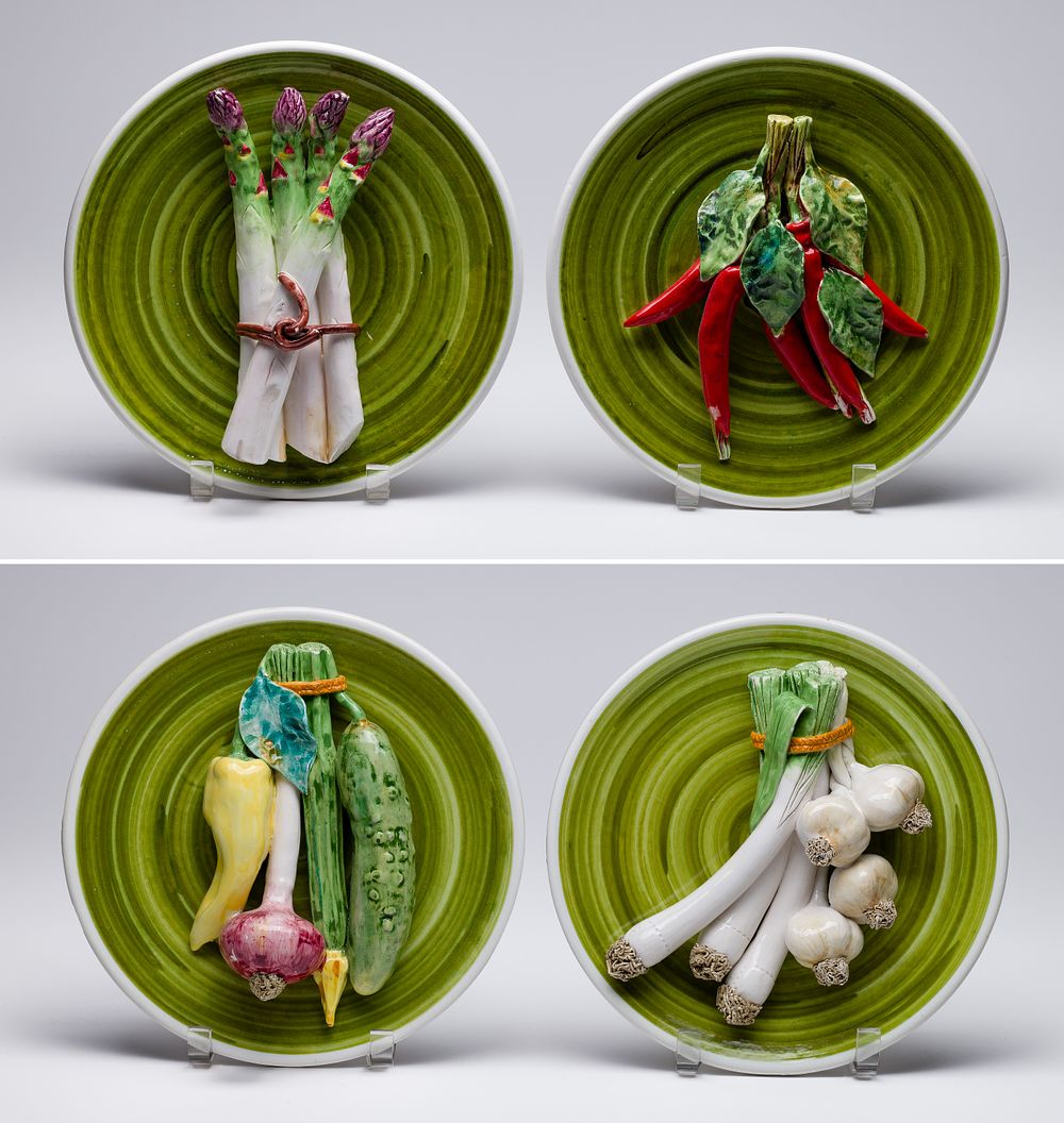 Lot 334: Italian FZR Vegetable Ceramic Plate Set
