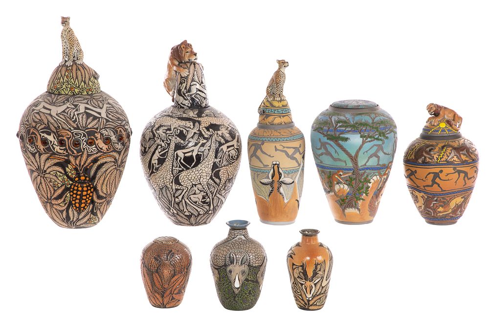 Lot 335: Jef Raasch (American, 20th Century) Pottery Jar and Vase Assortment