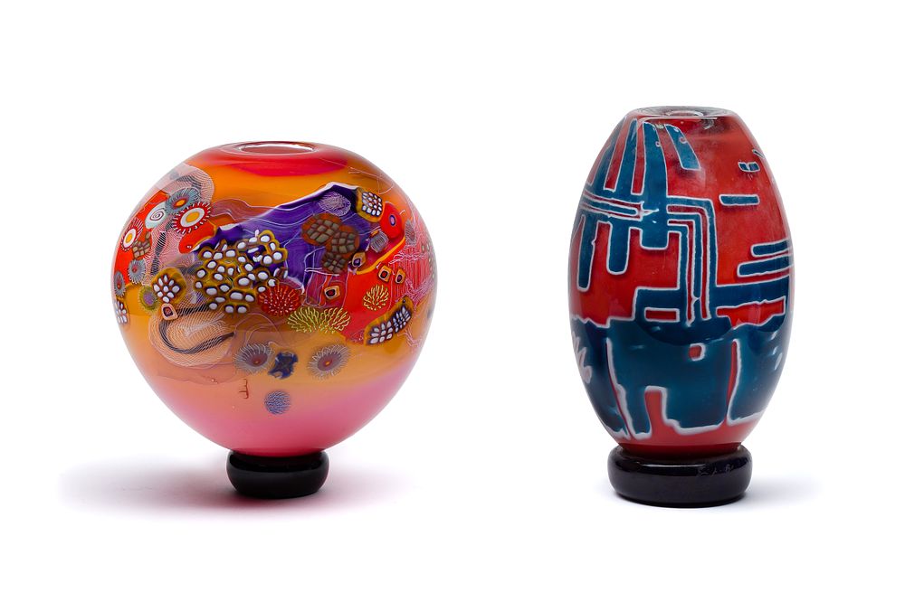 Lot 376: Wes Hunting and Eric Bladholm Art Glass Vases