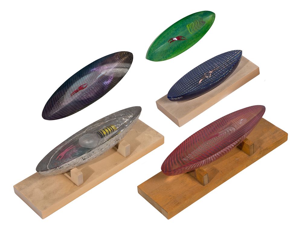 Lot 388: Bertil Vallien for Kosta Boda Art Glass Boats