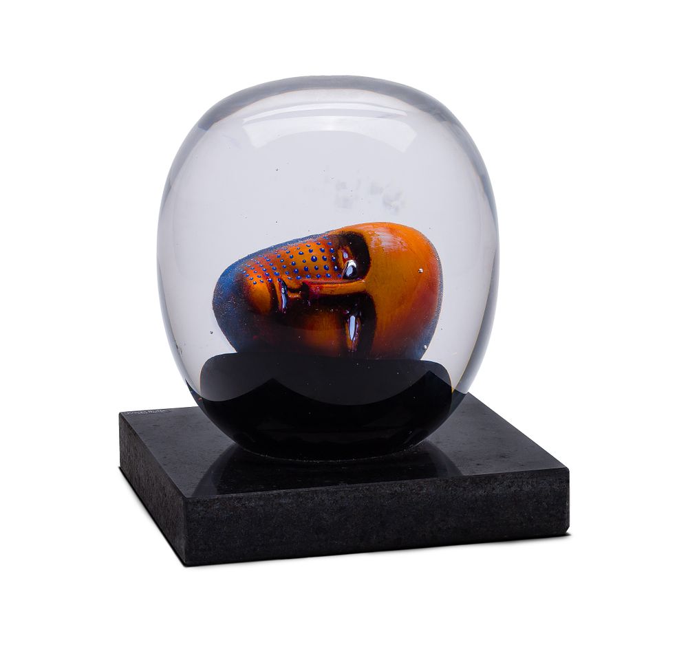 Lot 397: Bertil Vallien for Kosta Boda 'Resting Head' Glass Sculpture