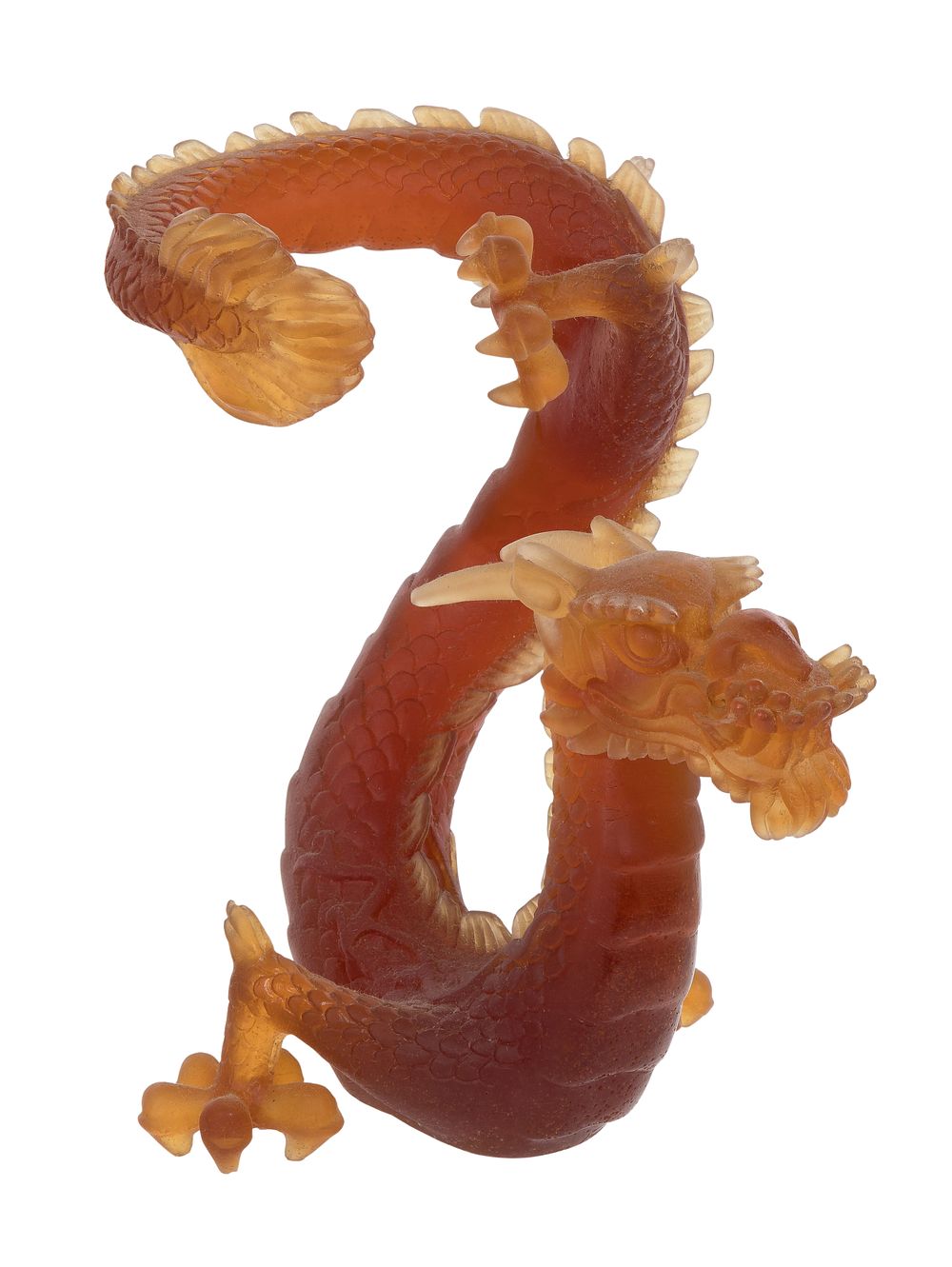Lot 406: Daum Amber Pate De Verre Dragon