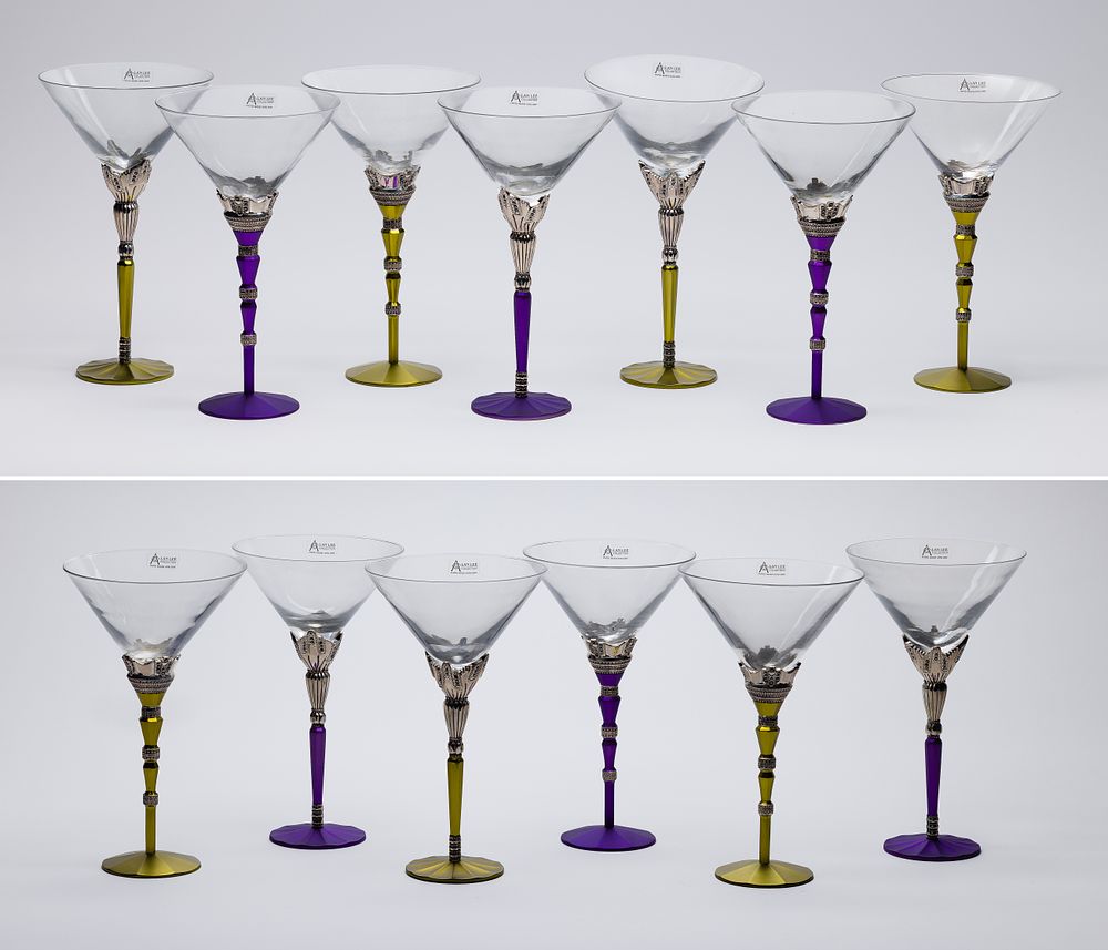 Lot 411: Wallace Alan Lee Collection Martini Glasses