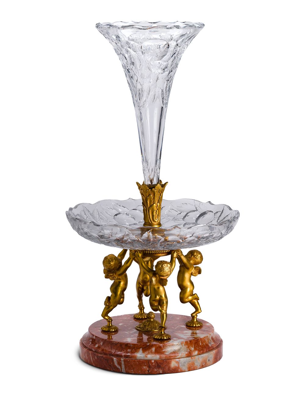 Lot 420: French Crystal and Brass Epergne