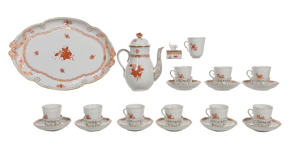 Lot 426: Herend Chinese Bouquet Rust Porcelain Assortment