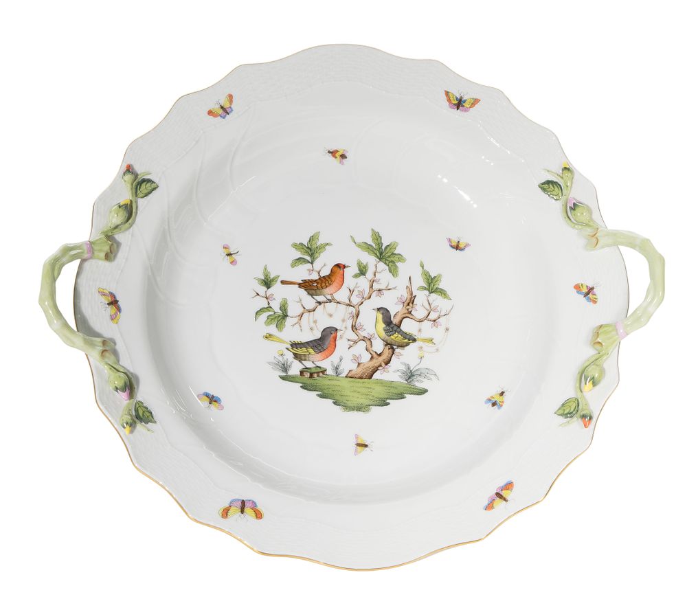 Lot 427: Herend Rothschild Bird Porcelain Round Chop Platter