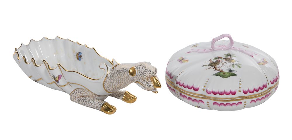 Lot 429: Herend Rothschild Bird Porcelain Candy Dishes