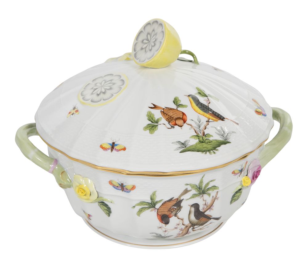 Lot 430: Herend Rothschild Bird Porcelain Lidded Tureen