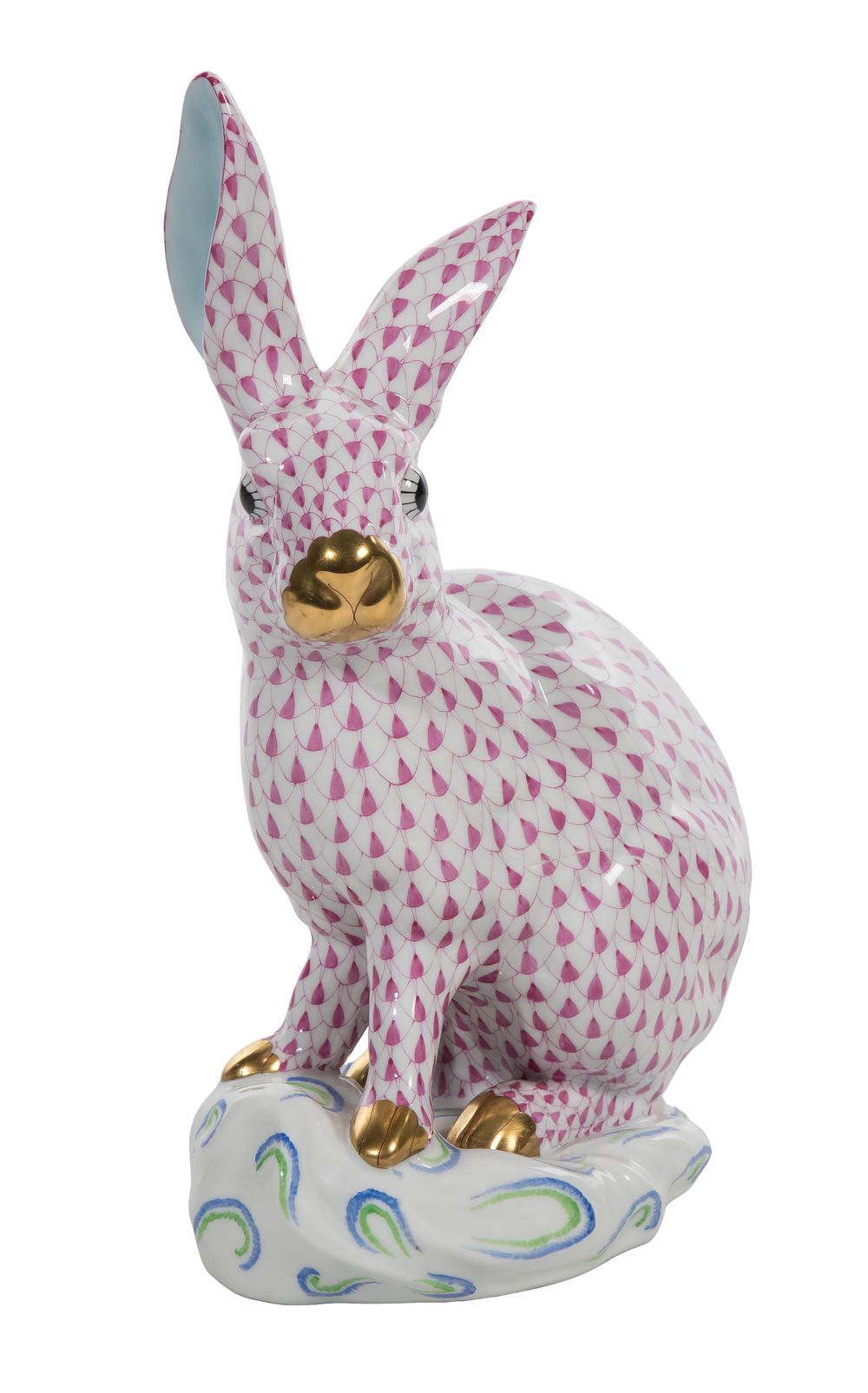 Lot 438: Herend Pink Fishnet Rabbit Porcelain Figurine