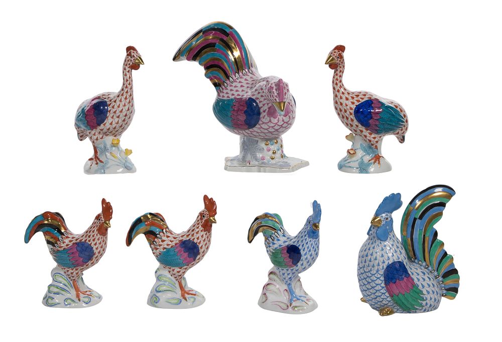 Lot 441: Herend Fishnet Porcelain Figurines