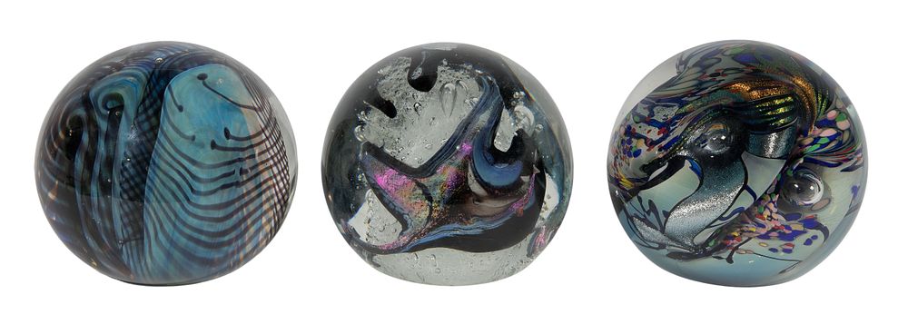 Lot 449: Rollin Karg (American, b.1944) Art Glass Paperweights