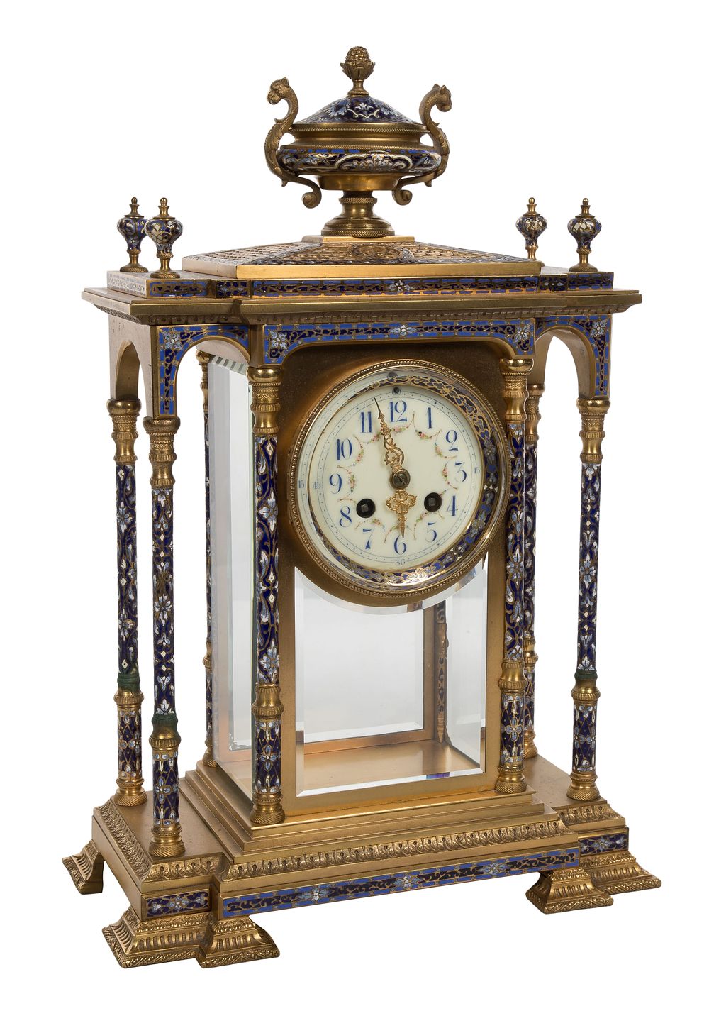 Lot 472: French Brass and Champleve Mantle Clock