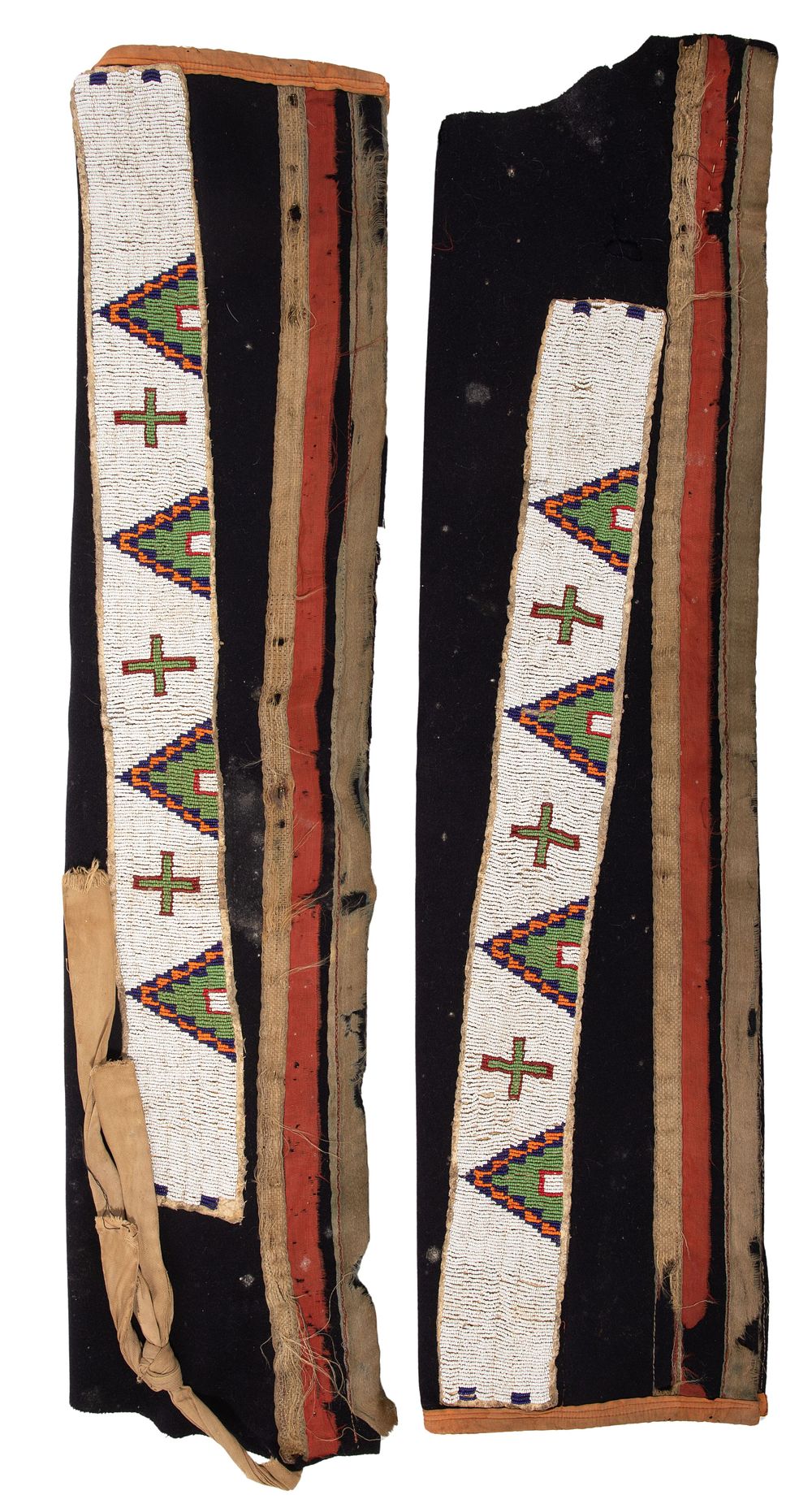 Lot 488: Native American Sioux Full Length Beaded Trade Cloth Leggings