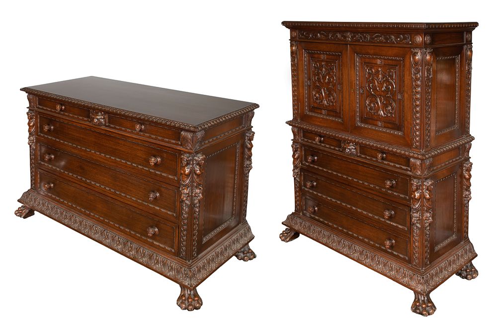 Lot 528: Munago American Renaissance Revival Dressers