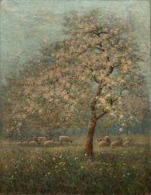 Unknown Artist (British, 20th Century) Oil on Canvas Undated, unsigned, depicting a flock of 