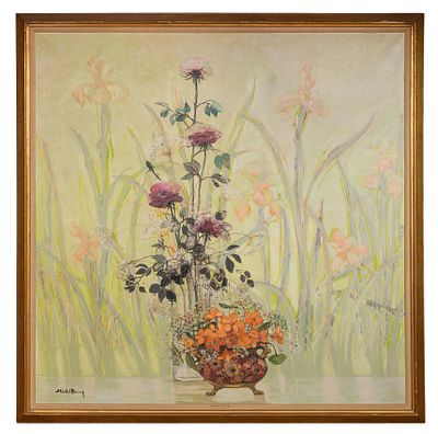 Michel Henry - Michel Henry (French, 1928-2016) 'Fleurs de Capucines' Oil on Canvas Undated 