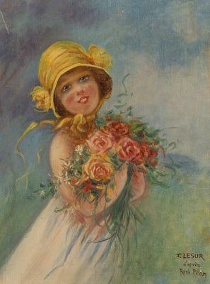 Rene Pean - After Rene Pean (French, 1875-1945) Oil on Canvas Undated, signed 'F. Lesur / d'apres 