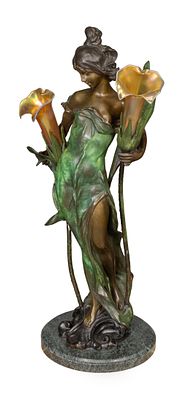 Pierre Roche - After Pierre Roche (French, 1855-1922) Bronze Figural Lamp Undated, incised 