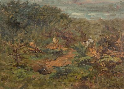 John Emms - John Emms (English, 1912-1993) 'Hare Going to Ground' Oil on Canvas Undated, signed 