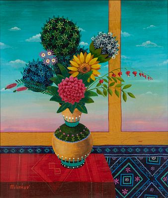 Ljubomir Milinkov - Ljubomir Milinkov (Serbian, b.1942) 'Bouquet' Oil on Board Undated, signed 