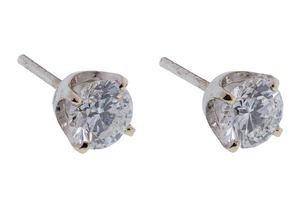 Lot 255: 10k White Gold and Diamond Stud Earrings