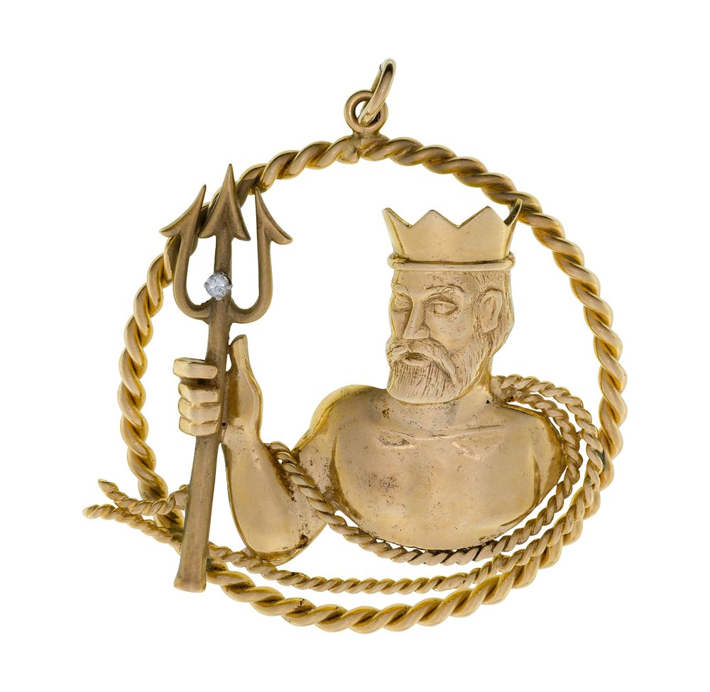 Lot 262: 14k Yellow Gold and Diamond Pendant