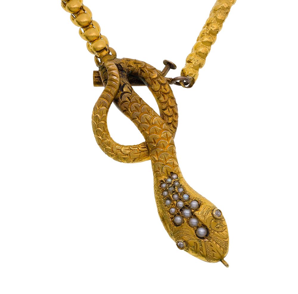 Lot 269: 22k and 14k Yellow Gold Snake Choker Necklace