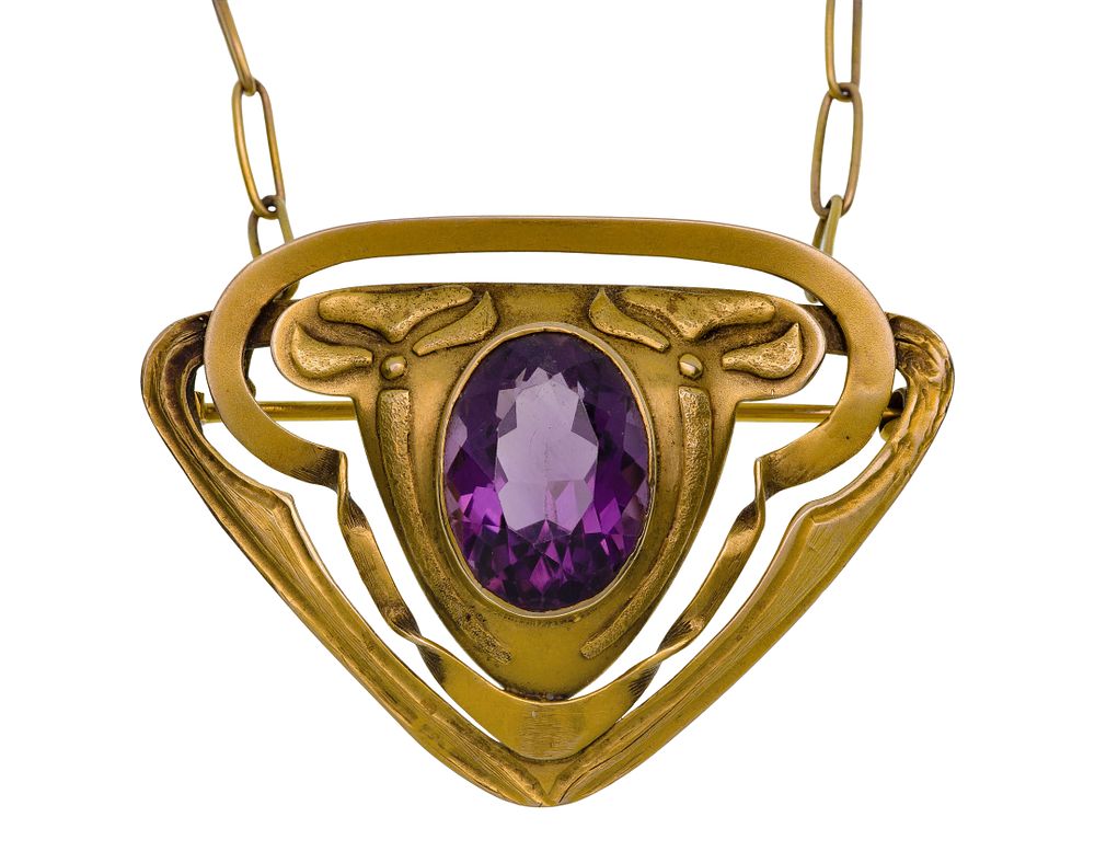Lot 270: Kalo Shop 14k Yellow Gold and Amethyst Pendant on Necklace