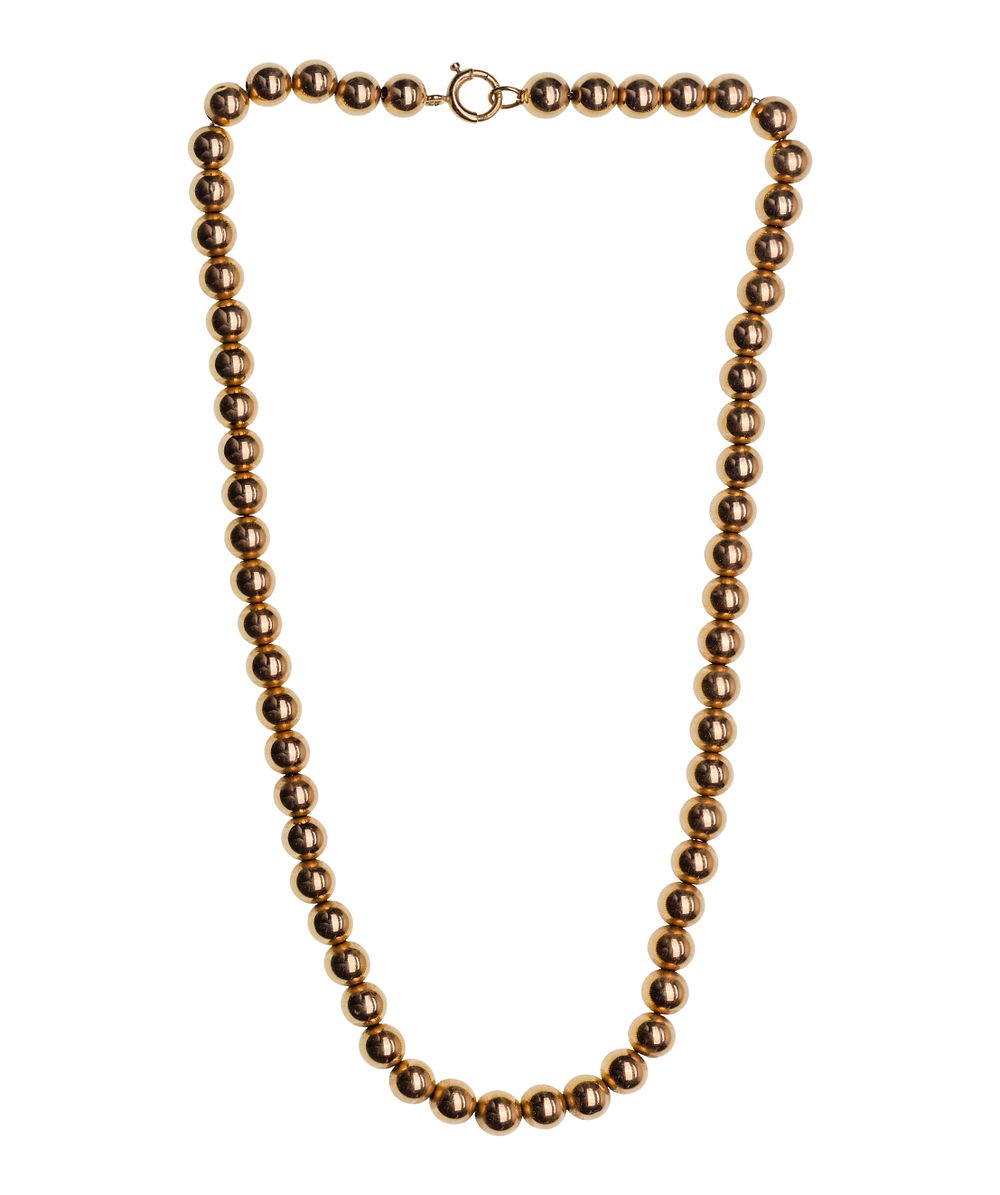 Lot 273: 14k Yellow Gold Bead Necklace