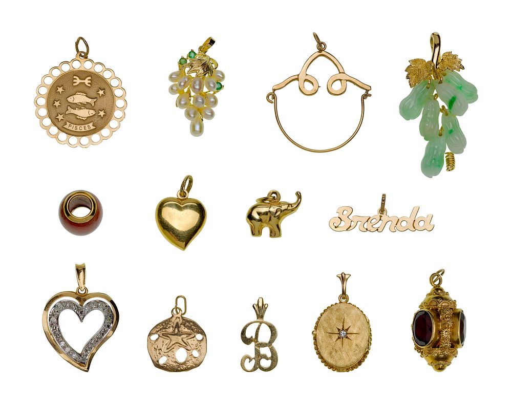 Lot 278: 14k Yellow Gold Pendant / Charm Assortment