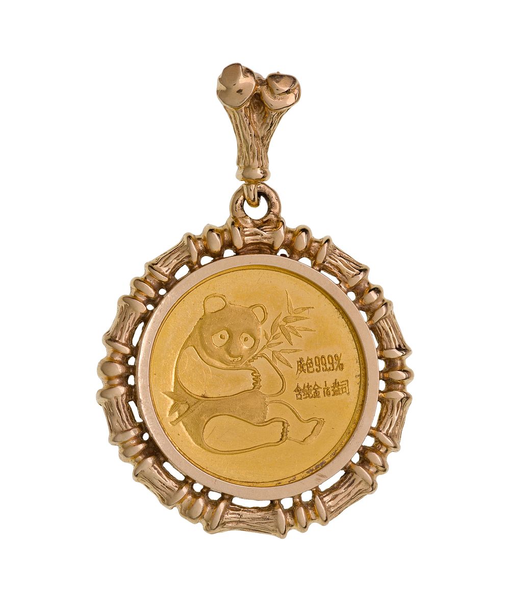 Lot 282: 1982 Chinese Panda 1/10-ozt Gold Coin in 14k Bail