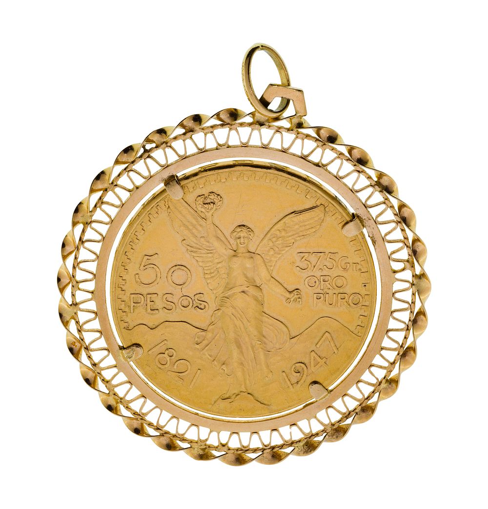 Lot 283: Mexican 50 Peso Gold Coin in 18k Yellow Gold Bail