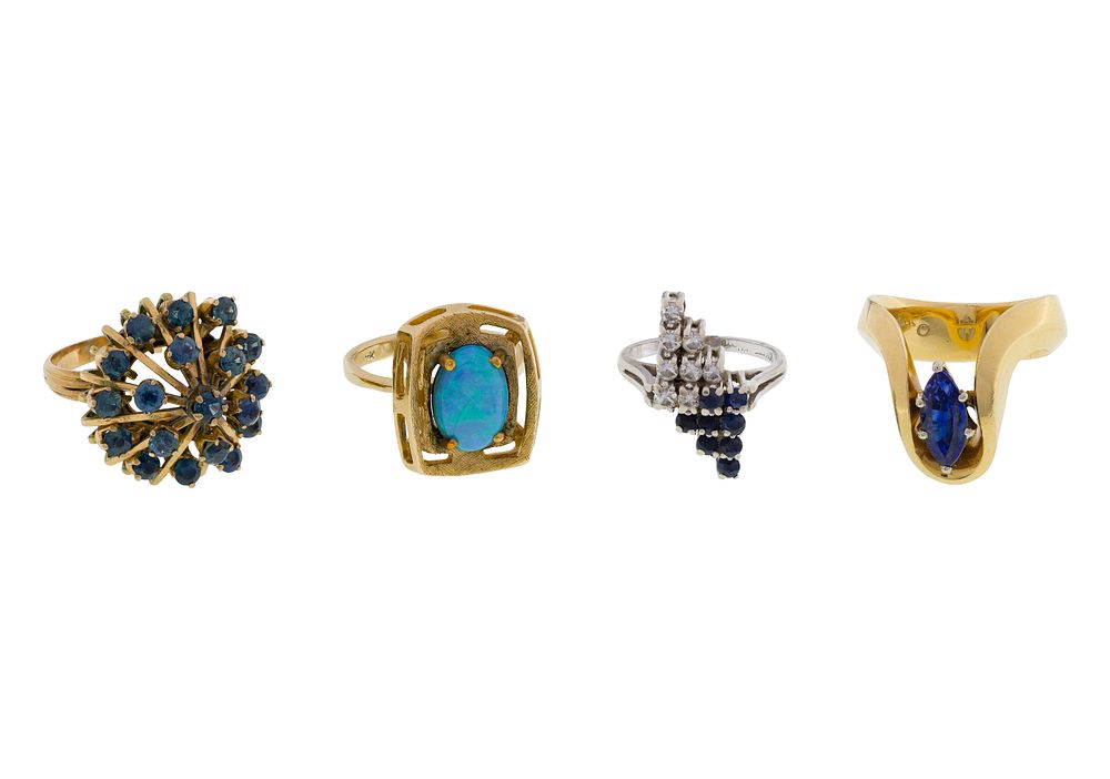 Lot 290: 14k Gold and Gemstone Ring Assortment