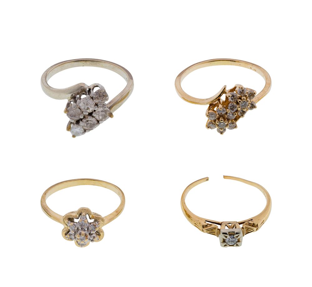 Lot 298: 14k Gold and Diamond Ring Assortment