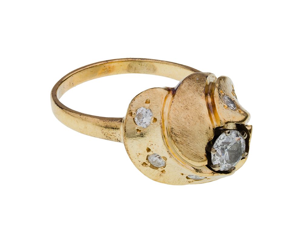 Lot 299: 14k Yellow Gold and Diamond Kinetic Ring