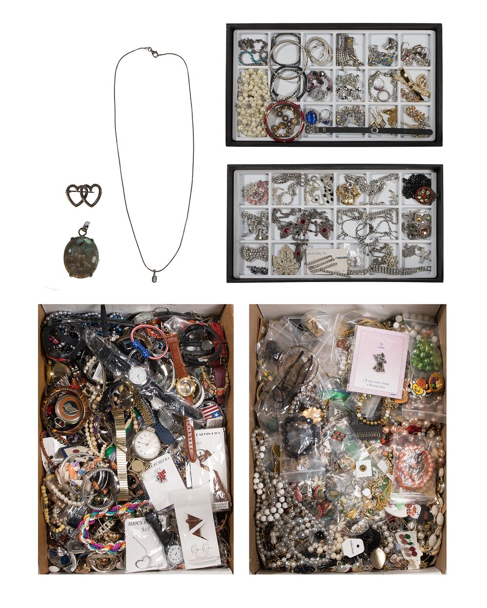 Lot 319: Sterling Silver and Costume Jewelry and Wristwatch Assortment
