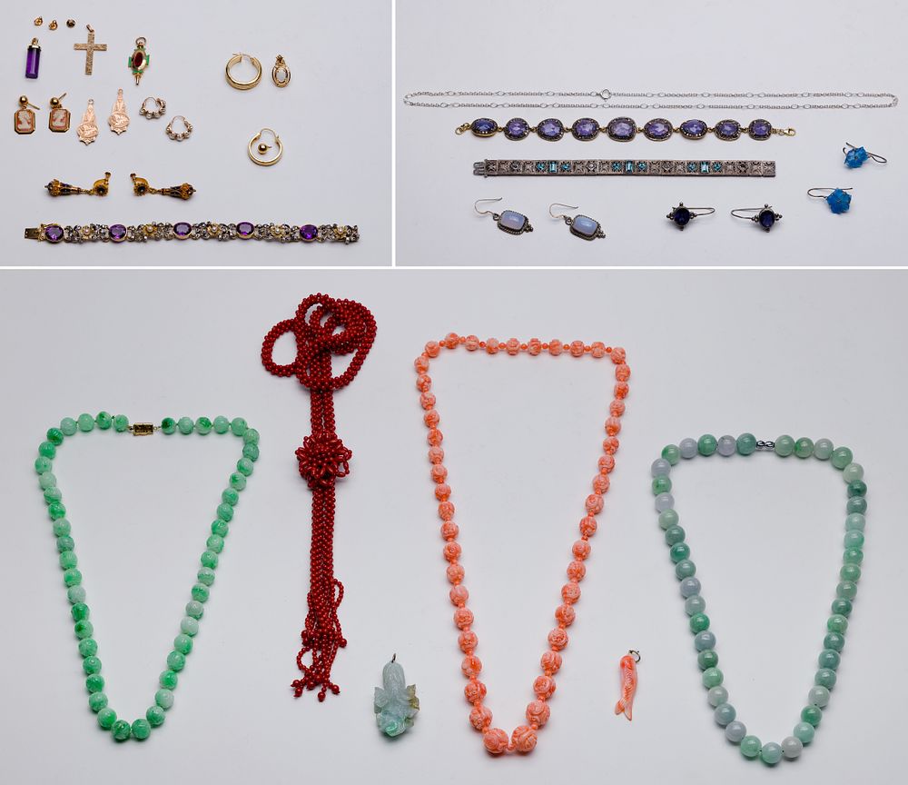Lot 321: Gold, Silver, Gemstone and Costume Jewelry Assortment