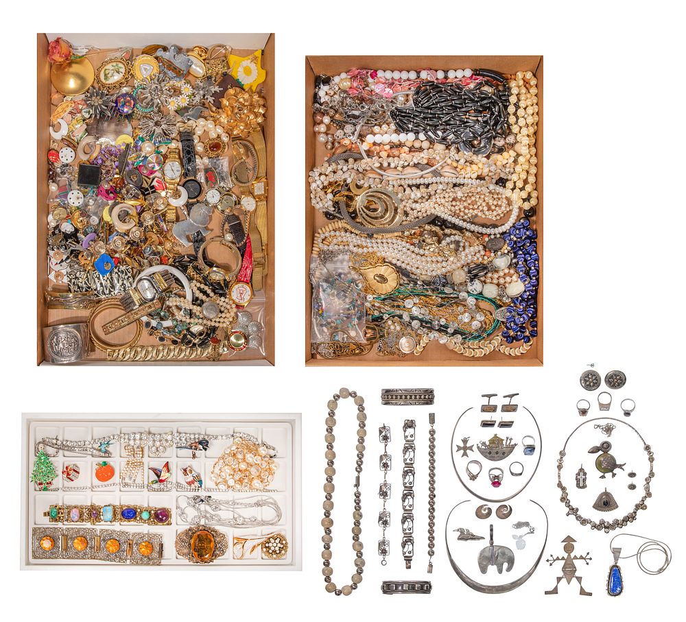 Lot 322: Sterling Silver, Rhinestone and Costume Jewelry Assortment