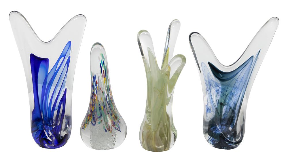 Lot 351: Rollin Karg (American, b.1944) Art Glass Sculpture Assortment