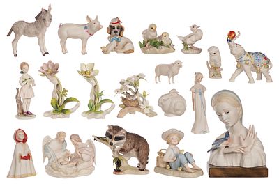 Cybis - Cybis Porcelain Figurine Assortment (19) items including animal, floral and human forms 