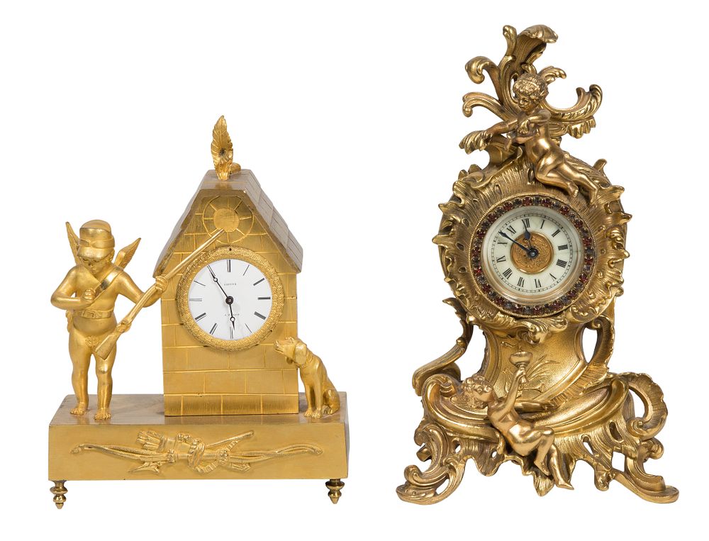 Lot 407: Ansonia and Lepine Figural Mantel Clocks