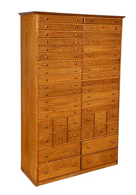 Oak Apothecary Style Cabinet Multi-drawer cabinet Property from: an Estate, Chicago, Illinois 