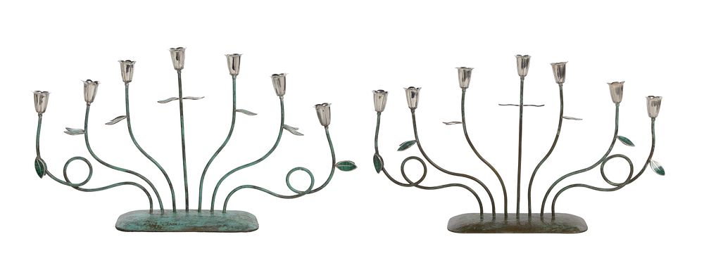 Lot 451: Emilia Castillo Sterling Silver and Bronze Candelabra