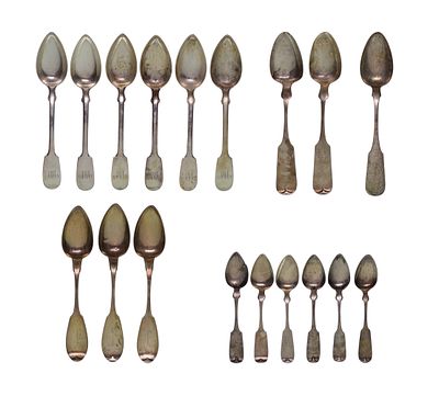 Coin (900) and European Silver (830) Utensil Assortment Including (6) coin silver tablespoons 