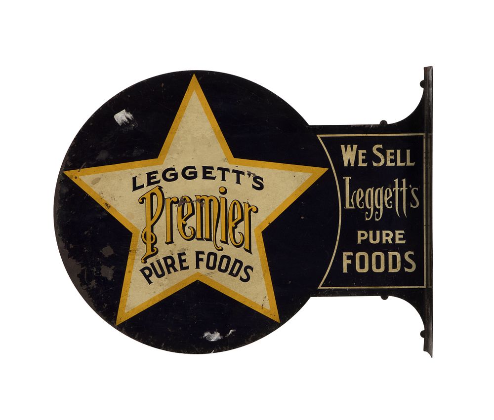 Lot 480: Leggett's Premier Pure Foods Advertising Sign