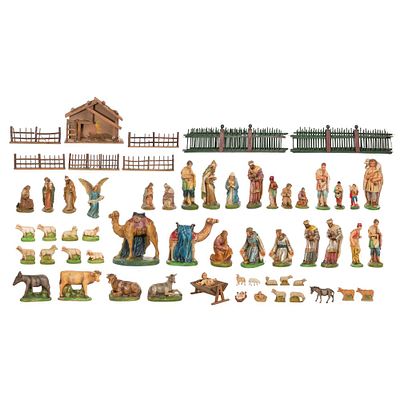 Chalkware Christmas Nativity Assortment Approximately (50) total items, some marked 'Germany' 