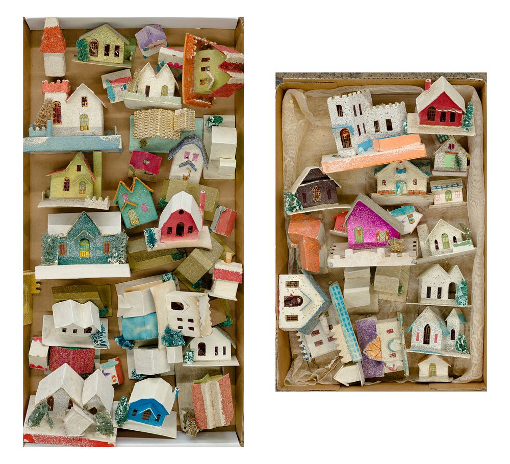 Lot 497: Holiday Putz Cardboard House Assortment